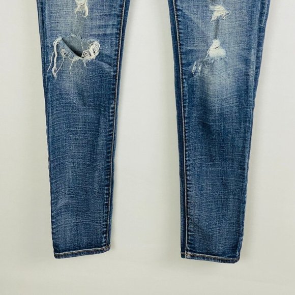 AE American Eagle Womens 6 R Jegging Super Stretch Destroyed Whiskered Jeans - Picture 4 of 9